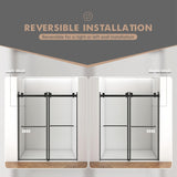 56"-60"W x 76"H Frameless Door, Double Sliding Door, 3/8'' Clear Tempered Glass W2011P197890