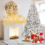 5FT Flocked Christmas Tree with 300 UL Lights and 27 Natural Pine Cones Snowy PVC Tips, 600 Tips, T3637P339740