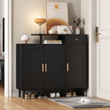 ON-TREND Elegant Shoe Cabinet with Arched Doors and Drawer, Cream Style Storage Sideboard with WF321210AAB
