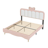 ZNTS Full size Velvet Princess Bed With bow-knot Headboard,Full Size Platform Bed with Headboard and WF315549AAH