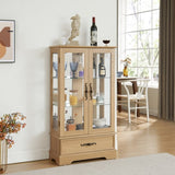 Glass Cabinet Lighted Glass Cabinet Curio Display Cabinet with Adjustable Glass Shelves 2 Doors and W2275P178890
