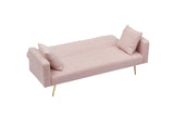 71.7 - inch Pink Teddy Fleece Sofa Bed with Two Complimentary Throw Pillows W3356P298512
