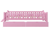 Wood Twin Size Platform Bed with Guardrail and 2 Drawers, Pink 58316824