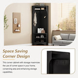 ON-TREND Minimalist Hall Tree with Shoe Bench, Versatile Entryway Coat Rack with 4 Hooks, N721P189665B