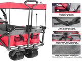 Collapsible Wagon Heavy Duty Folding Wagon Cart with Removable Canopy, 4" Wide Large All Terrain 45874438