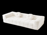 84.6-inch Modern Boneless Couch with Two Circular throw pillows,Skin-friendly lychee-textured W834P366230