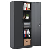 72"H Metal Garage Storage Cabinet, Black Tool Steel Locking Cabinet with Doors and 4 Shelves, Tall 74034896