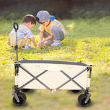 ZNTS Folding Wagon, Heavy Duty Utility Beach Wagon Cart for Sand with Big Wheels, Adjustable Handle&Drink 78723841