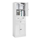 ZNTS Tall Bathroom Storage Cabinet, Cabinet with Four Doors and Drawers, Adjustable Shelf, MDF Board, N725P186647W