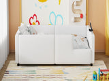 Twin Size Upholstered Platform Bed with Guardrail and Charging Station, White N709P186347K