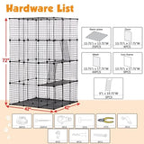 ZNTS 3-Tier Wire Cat Cage, Large Kennels Playpen with 3 Platforms, 3 Ramp Ladders and 4 Doors, Black W2181P155328