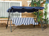 Dark Blue 3-Person Outdoor Swing Chair Patio Swing with Cushion, Adjustable Canopy 72523027