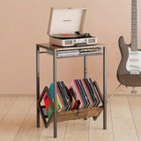 ZNTS Electric stand with vinyl storage rack, 3-layer coffee table vinyl record display 28473775