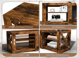 Weathered Wood Fireplace TV Stand with 23 Inch Insert & Dual-Sided Crossover Design, Embossed 81393092