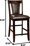 ZNTS Contemporary Set of 2 Counter Height Chairs Dark Cherry And Espresso Solid wood Chair Padded B01182195