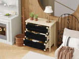 3 Drawer Buffet Sideboard with Adjustable Shelves, Storage Cabinet with Hand-woven rope decorated W688P237931