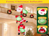 9.2 FT Hanging Christmas Inflatable with 3 Climbing Santas & Gift Bags, Built-in LED Lights Blow Up 57707693