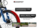 24 Inch Mountain Bike Boys Girls, Steel Frame, Shimano 21 Speed Mountain Bicycle with Daul Disc 71881206