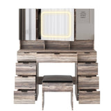 Large Vanity Table Set with 3 Opening Mirrors and LED Lights, Vanity Table with Full Storage Behind 95580572