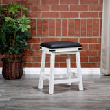 24" Counter Stool, Antique White Finish, Black Leather Seat B04660622