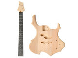 DIY 4 String Flame Shaped Style Electric Bass Guitar Kits with Mahogany Body, Maple Neck and 31080404