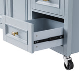 K&K 52'' Kitchen Island with Drop Leaf, Embossed Texture Kitchen Island on Wheels with Spice Rack, N707P195393G