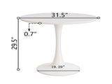 31.5" White Round Dining Table, Tulip Table Kitchen Dining Table 2-4 People with MDF Table Top & 20762417