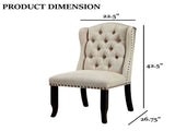 Rustic Style 2pc Side Chair Button Tufted Nailhead Trim Wingback Antique Black And Beige Finish B2741P408973