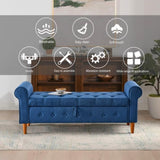 62" Bedroom Tufted Button Storage Bench, Modern Fabric Upholstered Ottoman, Window Bench, Rolled Arm W1853112514