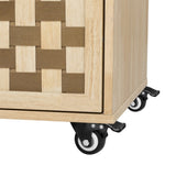 K&K 53.2"W 3D Woven Checkerboard Pattern Design Kitchen with Drop Leaf, Rolling Kitchen N707P215328Y