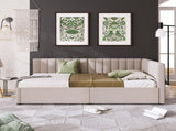 Upholstered Daybed with 2 Storage Drawers Twin Size Sofa Bed Frame No Box Spring Needed, Linen WF299017AAA