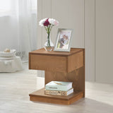 Modern Home 1pc End Table with Drawer Open Platform Storage USB Port Brown Finish Wooden B011P194591