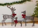 3-Piece Lighted Christmas Reindeer Family Outdoor Decorations, Weather Proof Rattan Deer Family 90191164