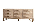 59.44" Light Wood Sideboard Buffet - 3-Drawer 2-Door Storage Cabinet with Geometric Relief Fronts, W3158P307446