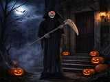 6 FT Life Size Animated Grim Reaper Halloween Prop with Flashing Red Eyes Full Body Wiggle, Sound 98538347