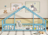 Twin Size Floor Bed Triangle Roof Frame and Support Bed Slats, Montessori Kids Playhouse Bed 25942984