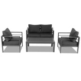 Aluminum Patio Furniture Set, 4 Pieces Modern Outdoor Conversation Set Sectional Sofa with Cushion 75618099