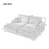 86.5" Oversized Loveseat Chaise Lounge Sectional Sofa Bed Corduroy Sleeper Sofa with USB Ports , N719P232602C