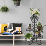 ZNTS 4 Potted Square Flower Metal Shelves Plant Pot Stand Decoration for Indoor Outdoor Garden Black 34517195