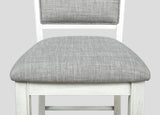 Farmhouse Style 2pc White & Gray Linen Counter Height Chair Bar Stool Footrest Wooden Furniture B011P148063