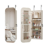Jewelry Armoire Organizer with Full Length Mirror, Door or Wall Mounted,Lockable Storage Cabinet, W3406P340449