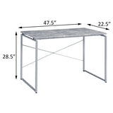 ZNTS Grey and Silver Writing Desk with Metal Sled Base B062P184549