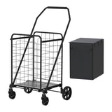 Shopping Cart with Shelf,Grocery Cart on Wheels, Foldable Utility Shopping Carts with Double Basket 85345165