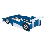 ZNTS Twin Size Race Car-Shaped Platform Bed with Wheels,Blue WF311965AAC