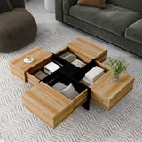 ZNTS ON-TREND Unique Design Coffee Table with 4 Hidden Storage Compartments, Square Cocktail Table with WF305182AAD