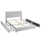 Upholstered Full Platform Storage Bed Frame with 4 Drawers, Adjustable Headboard with Button Tufted 62477493