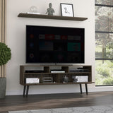 Oslo Tv Stand for TVs up 51", Two Drawers, Four Legs, Three Open Shelves -Dark Walnut B07091975