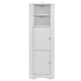 Tall Bathroom Corner Cabinet, Freestanding Storage Cabinet with Doors and Adjustable Shelves, MDF WF293800AAK