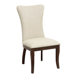 Modern Traditional Side Chairs Set of 2 Off-White Fabric Upholstered Back Seat Nailhead Trim Dark B011P168820