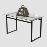 51" Modern Minimalist Rectangular Glass Dining Table for 4-6 with 0.31" Tempered Glass Tabletop and 77310009